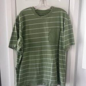 Green White Striped Cherokee‎ T shirt with Pocklet Size XL Vintage Comfy Classic